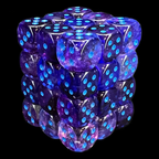 Chessex Nebula Nocturnal & Blue Luminary Glow In Dark 36 x D6 Dice Set