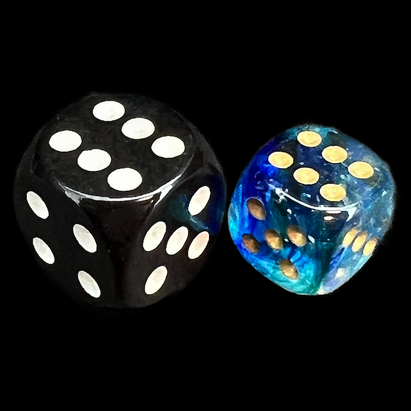 Chessex Nebula Oceanic & Gold Luminary Glow In Dark 36 x D6 Dice Set