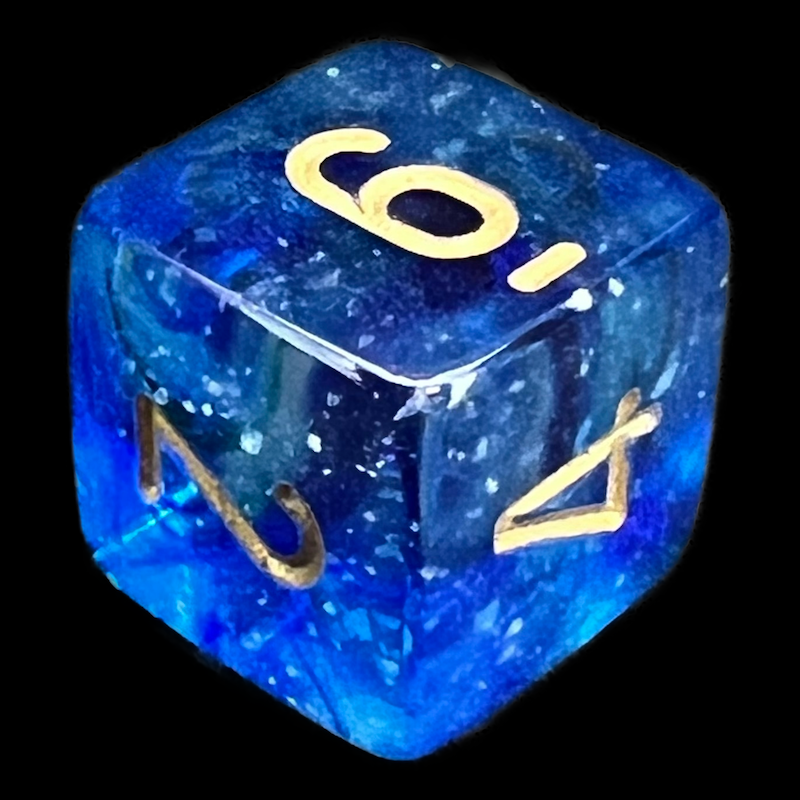 Chessex Nebula Oceanic & Gold Luminary Glow In Dark D6 Dice