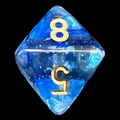 Chessex Nebula Oceanic & Gold Luminary Glow In Dark D8 Dice