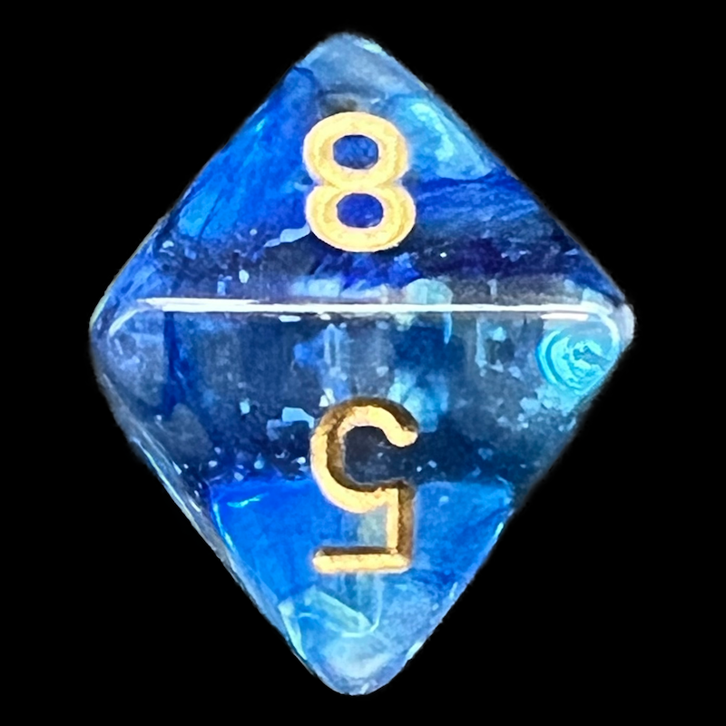Chessex Nebula Oceanic & Gold Luminary Glow In Dark D8 Dice
