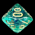 Chessex Nebula Oceanic & Gold Luminary Glow In Dark Percentile Dice
