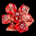 Chessex Nebula Red & Silver Luminary Glow In Dark 7 Dice Polyset