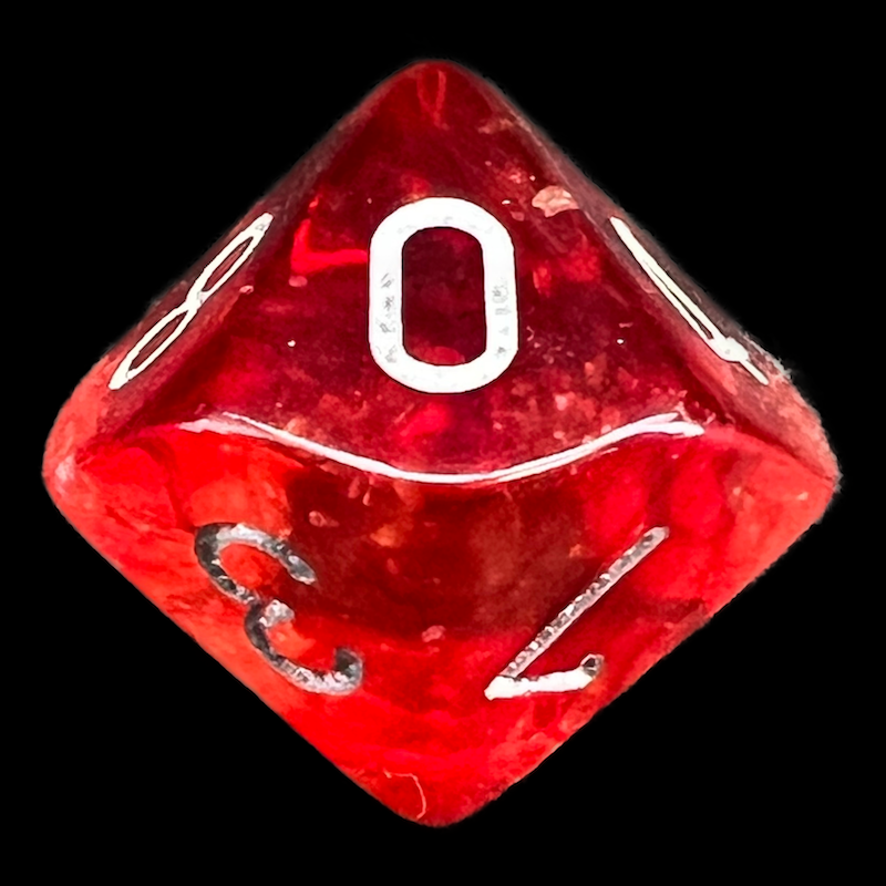 Chessex Nebula Red & Silver Luminary Glow In Dark D10 Dice