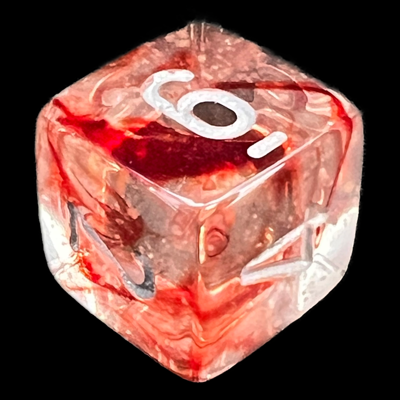 Chessex Nebula Red & Silver Luminary Glow In Dark D6 Dice