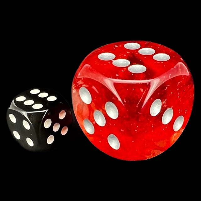 Chessex Nebula Red & Silver Luminary BIG 30mm D6 Spot Dice