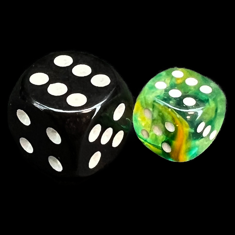 Chessex Nebula Spring & White Luminary Glow In Dark 36 x D6 Dice Set