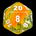 Chessex Nebula Spring & White Luminary Glow In Dark D20 Dice