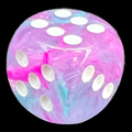 Chessex Nebula Wisteria & White Luminary Glow In Dark 16mm D6 Spot Dice