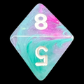 Chessex Nebula Wisteria & White Luminary Glow In Dark D8 Dice