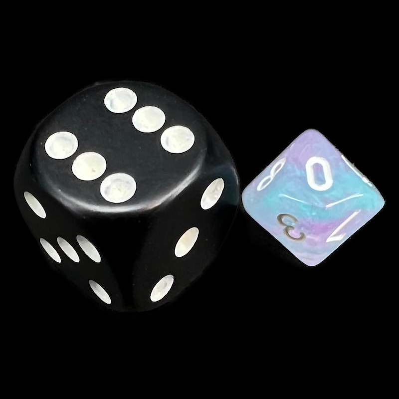 Chessex Nebula Wisteria & White Luminary Glow In Dark MINI-HEDRAL D10 Dice