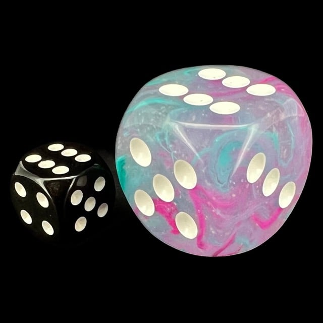 Chessex Nebula Wisteria & White Luminary BIG 30mm D6 Spot Dice