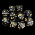 Chessex Opaque Black & Gold 10 x D10 Dice Set