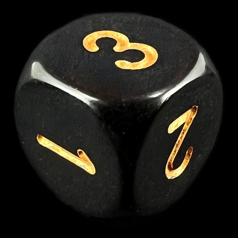 Chessex Opaque Black & Gold D3 Dice