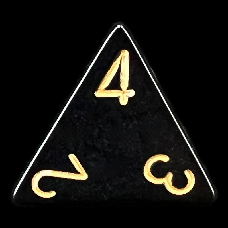 Chessex Opaque Black & Gold D4 Dice