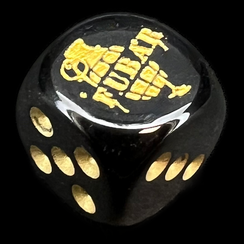 Chessex Opaque Black & Gold FUBAR Logo D6 Spot Dice – The Dice Shop Online