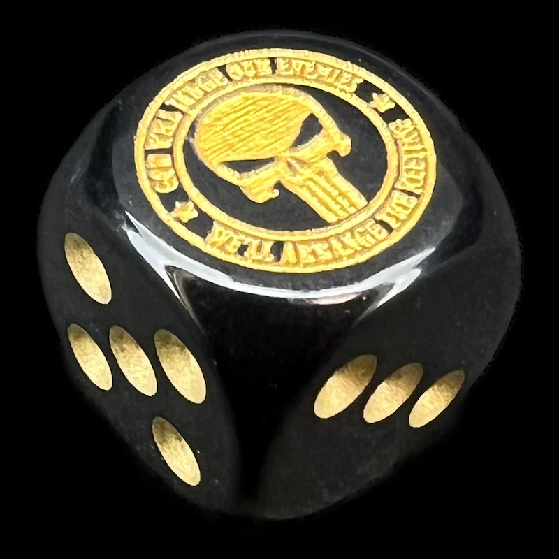 Chessex Opaque Black & Gold Navy Seal D6 Logo Spot Dice