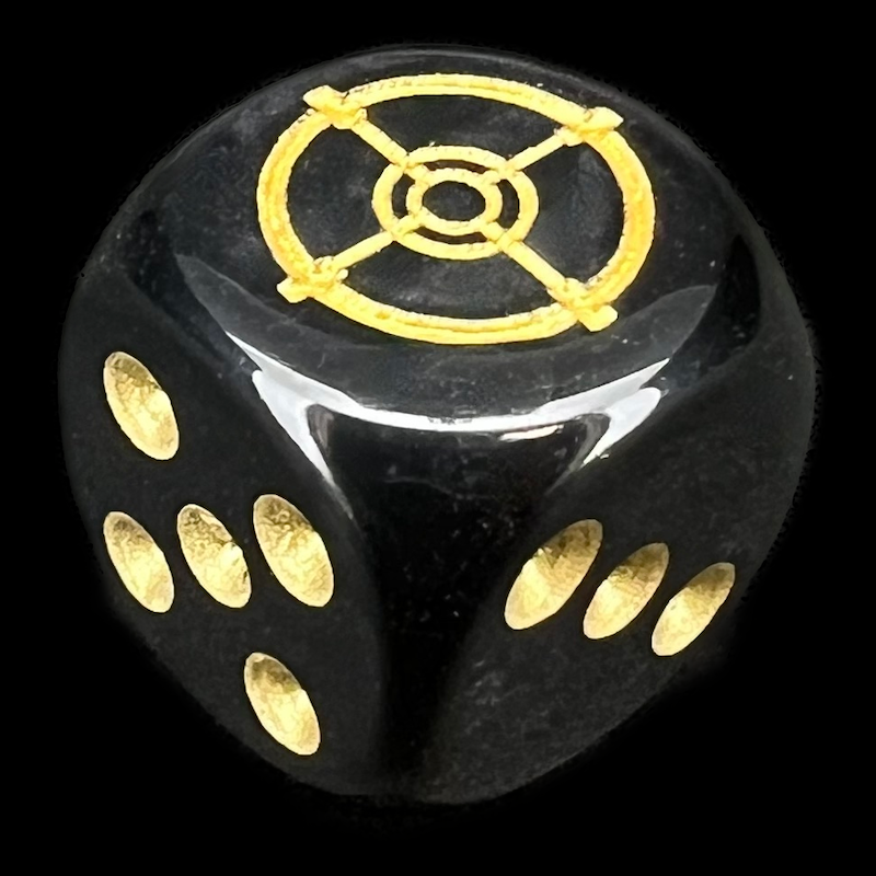 Chessex Opaque Black & Gold Sight Reticle D6 Spot Dice