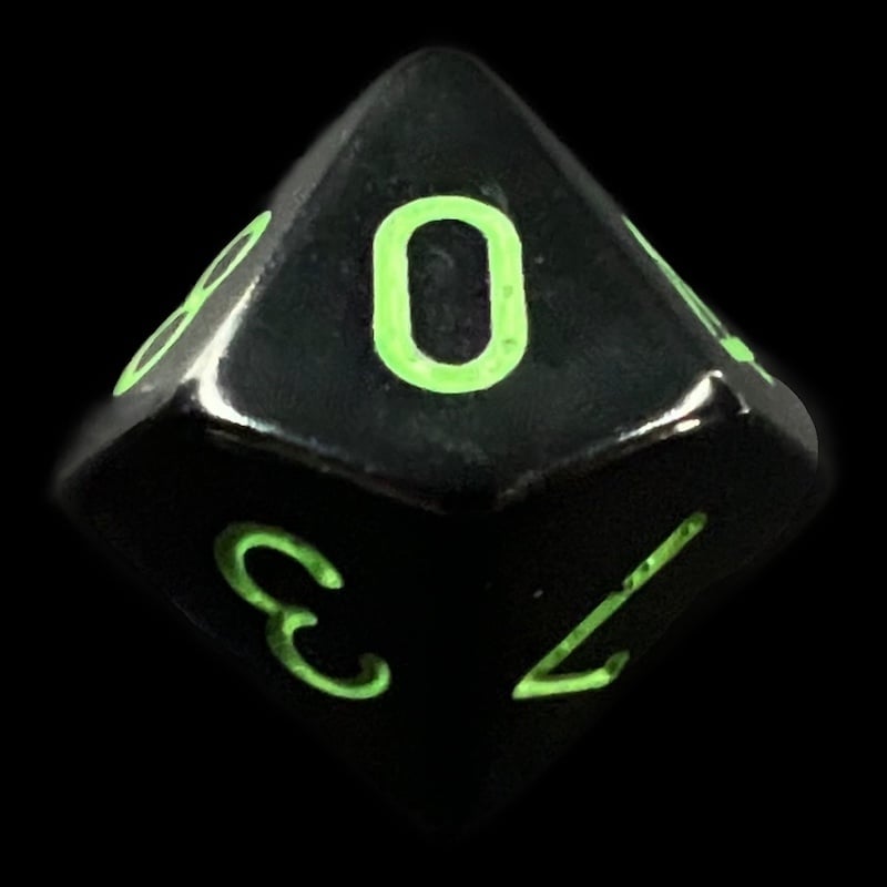 Chessex Opaque Black & Green D10 Dice