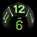 Chessex Opaque Black & Green D12 Dice