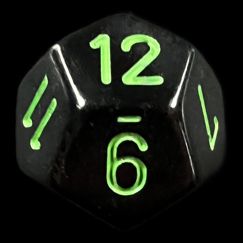 Chessex Opaque Black & Green D12 Dice
