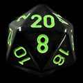 Chessex Opaque Black & Green D20 Dice