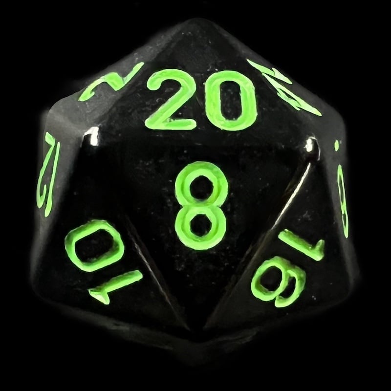 Chessex Opaque Black & Green D20 Dice