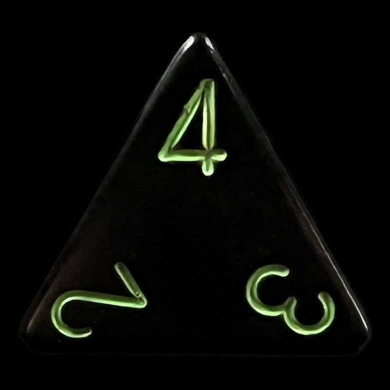 Chessex Opaque Black & Green D4 Dice