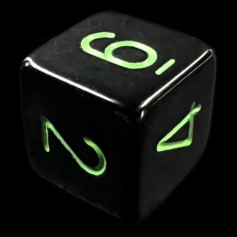 Chessex Opaque Black & Green D6 Dice