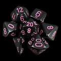Chessex Opaque Black & Pink 7 Dice Polyset