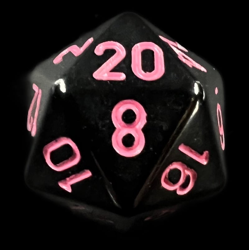 Chessex Opaque Black & Pink D20 Dice