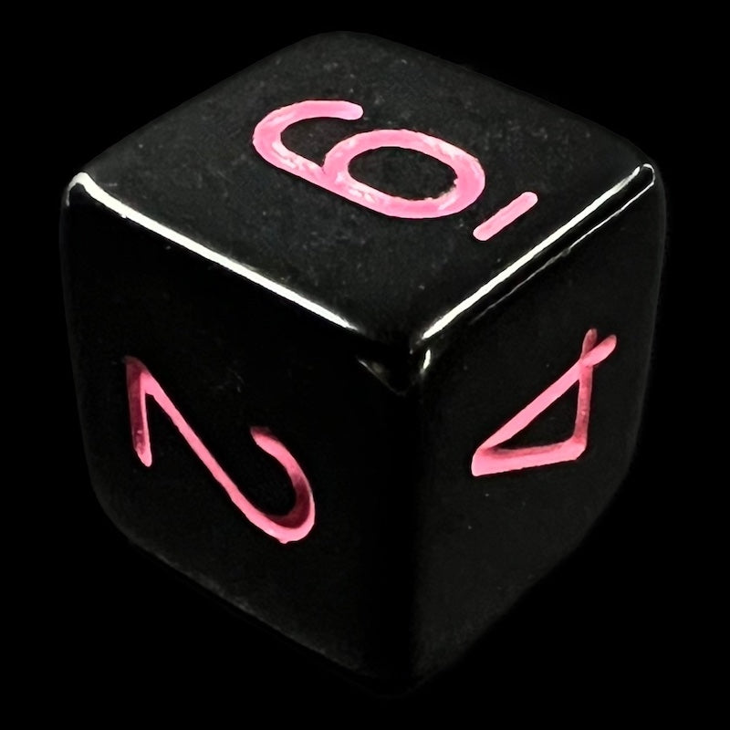 Chessex Opaque Black & Pink D6 Dice