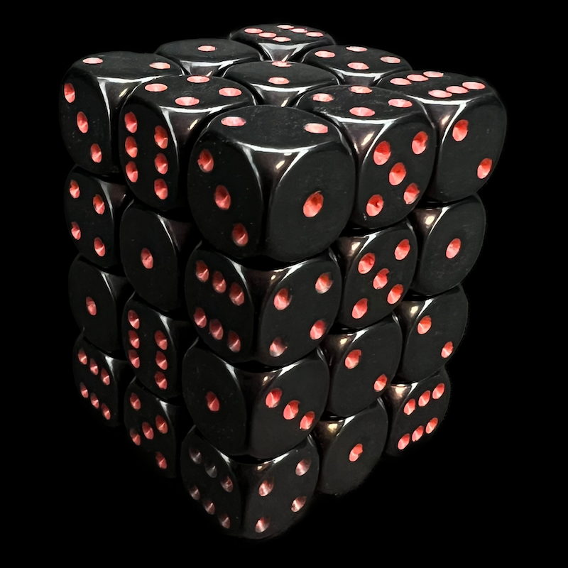 Chessex Opaque Black & Red 36 x D6 Dice Set
