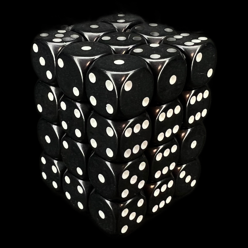 Chessex Opaque Black & White 36 x D6 Dice Set