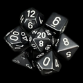 Chessex Opaque Black & White 7 Dice Polyset