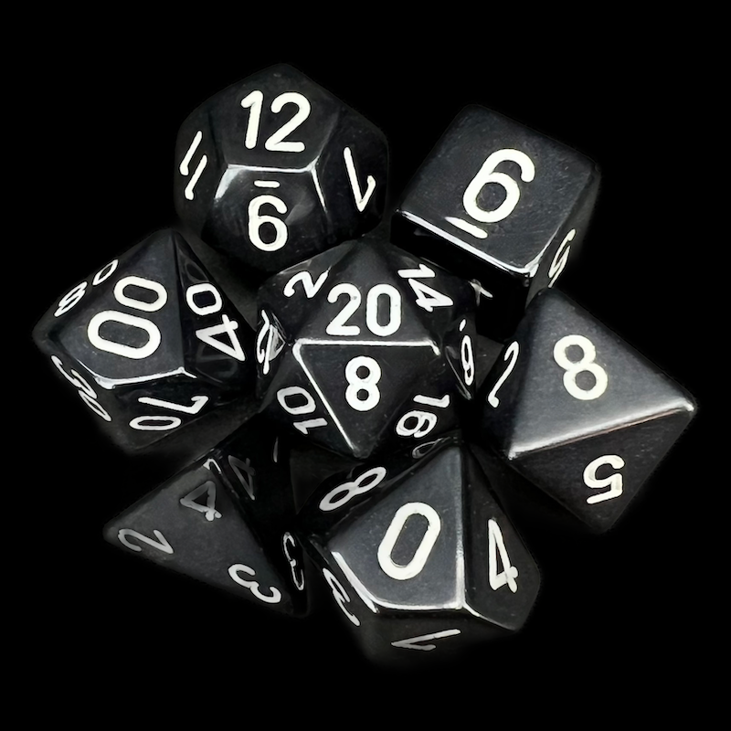 Chessex Opaque Black & White 7 Dice Polyset