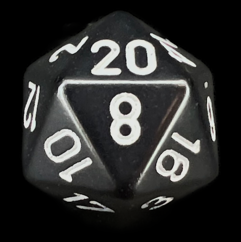 Chessex Opaque Black & White D20 Dice