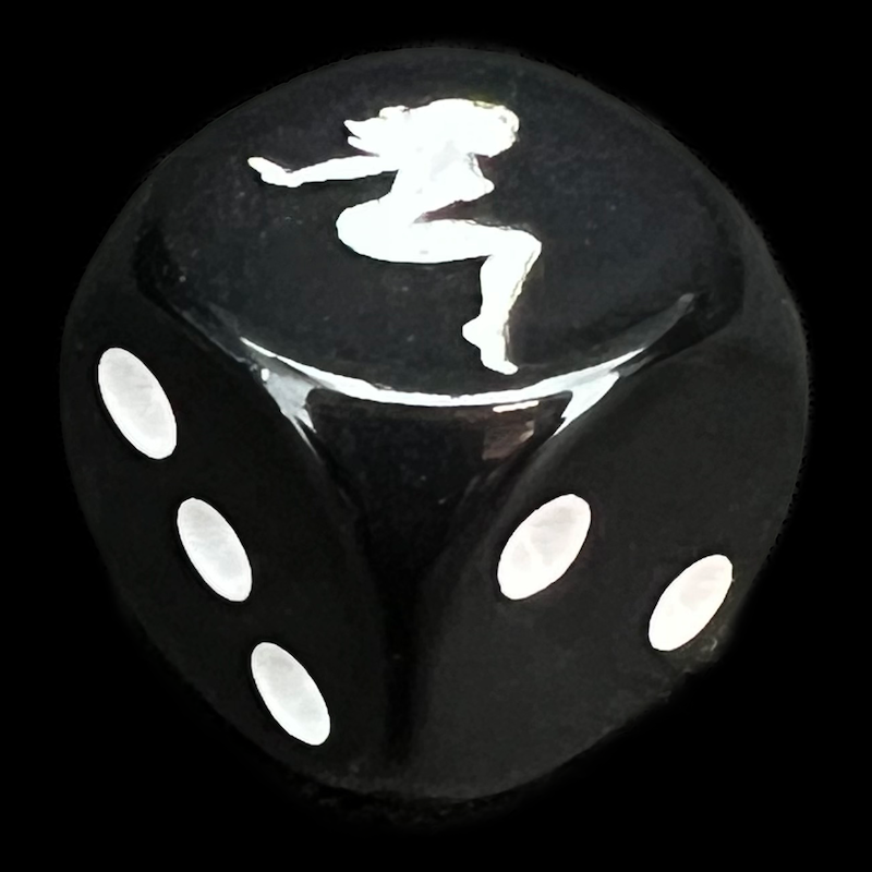 Chessex Opaque Black & White Naked Lady D6 Spot Dice