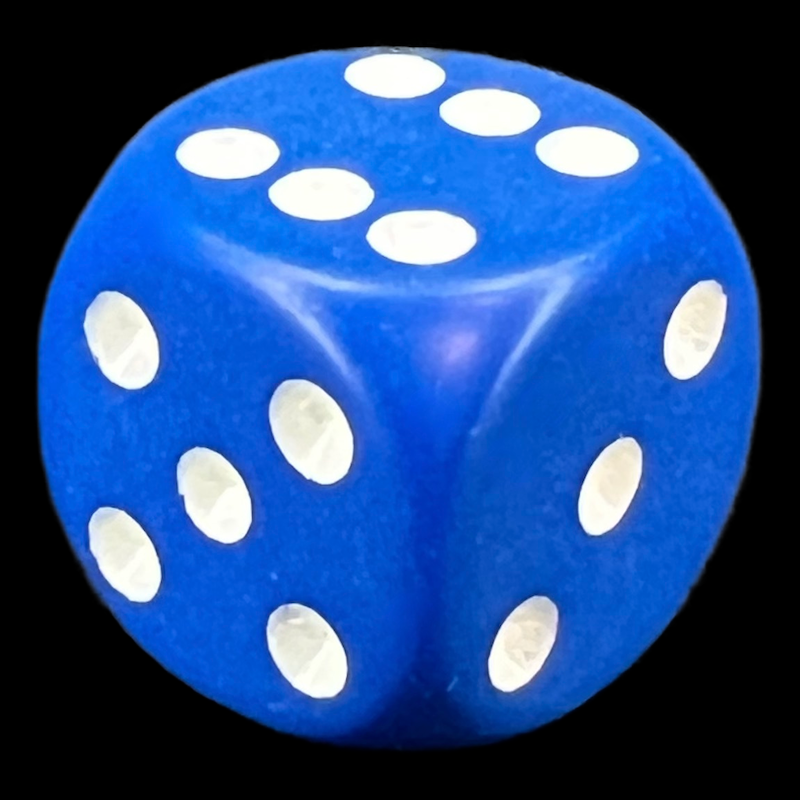 Chessex Opaque Blue & White 16mm D6 Spot Dice