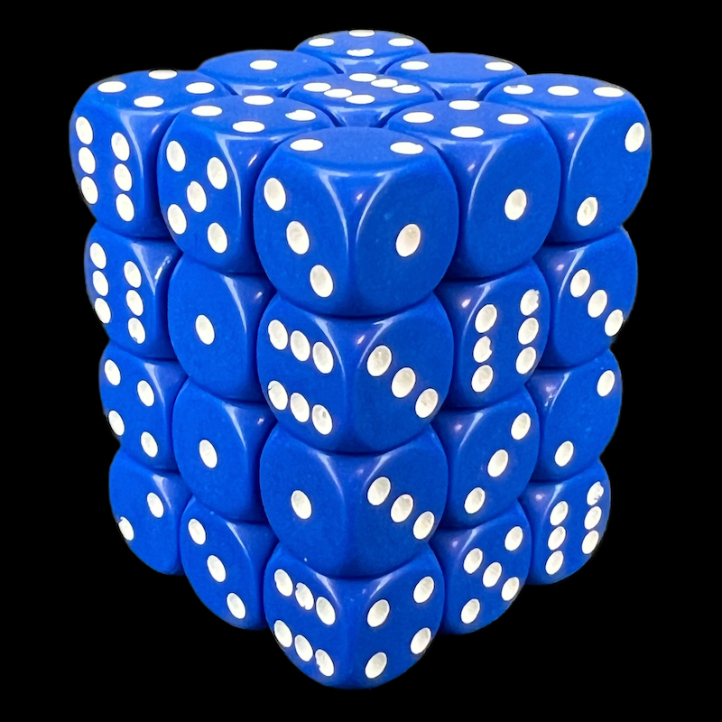 Chessex Opaque Blue & White 36 x D6 Dice Set