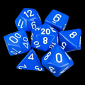 Chessex Opaque Blue & White 7 Dice Polyset