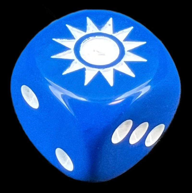 Chessex Opaque Blue WW2 China Logo D6 Spot Dice
