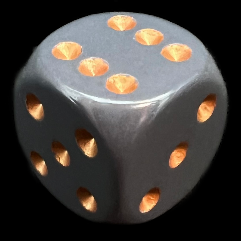 Chessex Opaque Dark Grey & Copper 16mm D6 Spot Dice