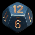 Chessex Opaque Dusty Blue & Gold D12 Dice