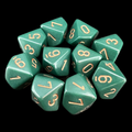 Chessex Opaque Dusty Green & Copper 10 x D10 Dice Set