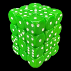 Chessex Opaque Green & White 36 x D6 Dice Set