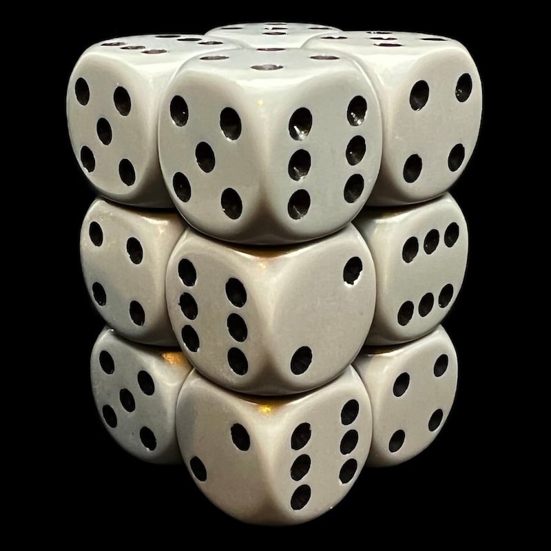 Chessex Opaque Grey & Black 12 x D6 Dice Set