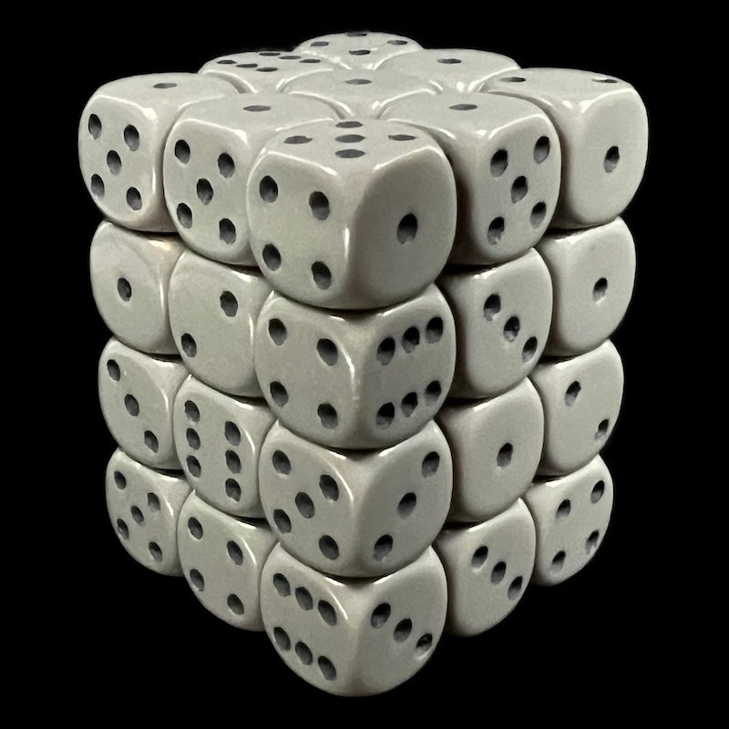 Chessex Opaque Grey & Black 36 x D6 Dice Set