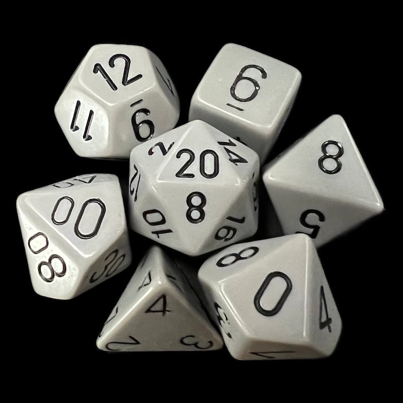 Chessex Opaque Grey & Black 7 Dice Polyset