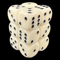 Chessex Opaque Ivory & Black 12 x D6 Dice Set